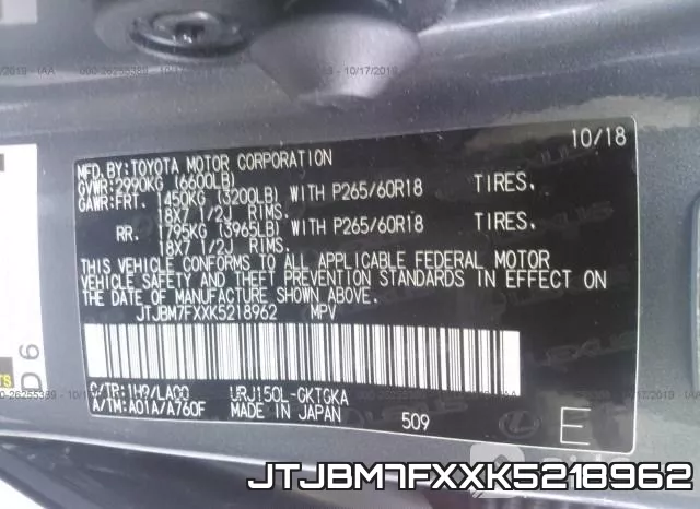 JTJBM7FXXK5218962 фото 10