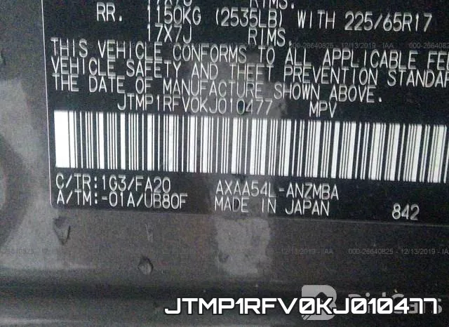 JTMP1RFV0KJ010477 фото 10