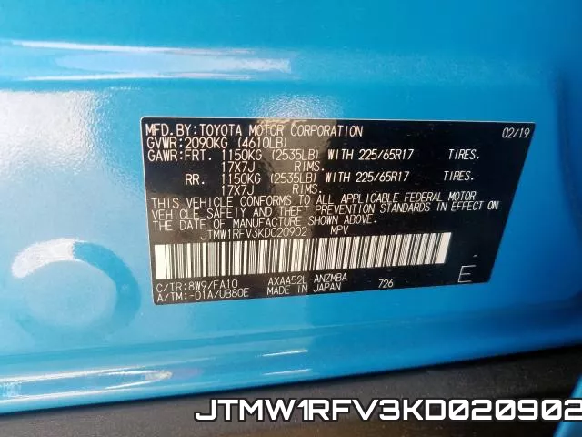 JTMW1RFV3KD020902 фото 2