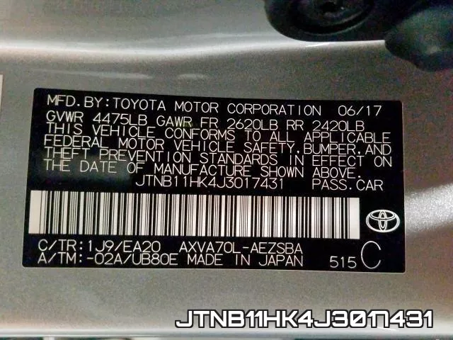 JTNB11HK4J3017431 фото 2