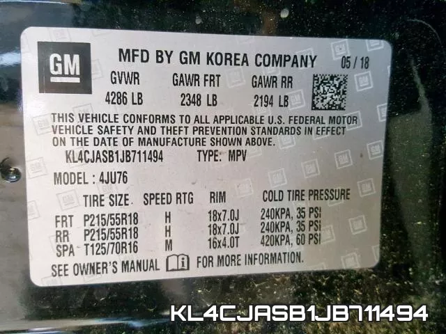 KL4CJASB1JB711494 фото 2