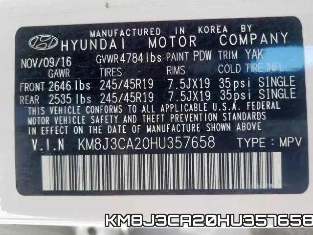 KM8J3CA20HU357658 фото 2
