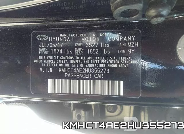 KMHCT4AE2HU355273 фото 10