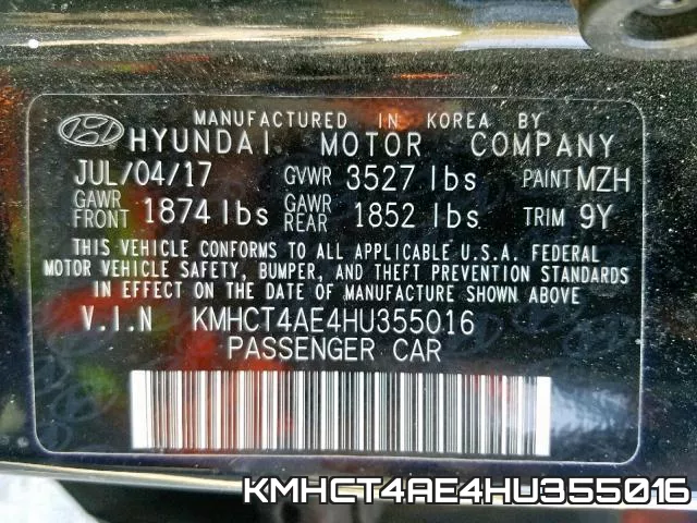 KMHCT4AE4HU355016 фото 2