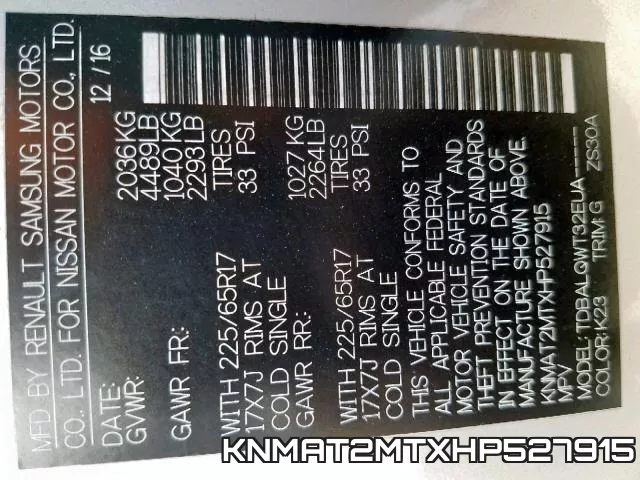 KNMAT2MTXHP527915 фото 2
