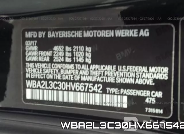 WBA2L3C30HV667542 фото 10