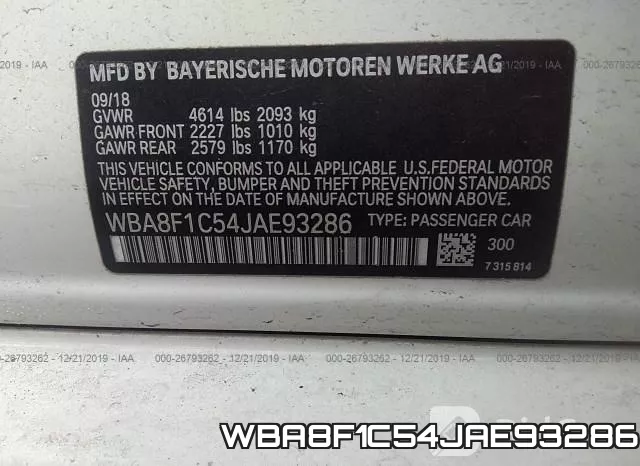 WBA8F1C54JAE93286 фото 10