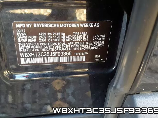 WBXHT3C35J5F93365 фото 2