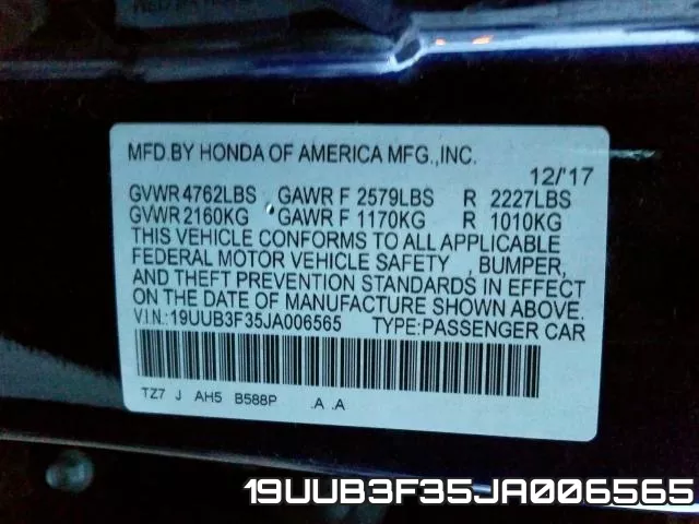 19UUB3F35JA006565 фото 2