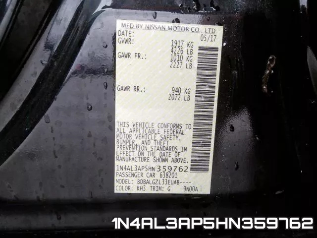 1N4AL3AP5HN359762 фото 2