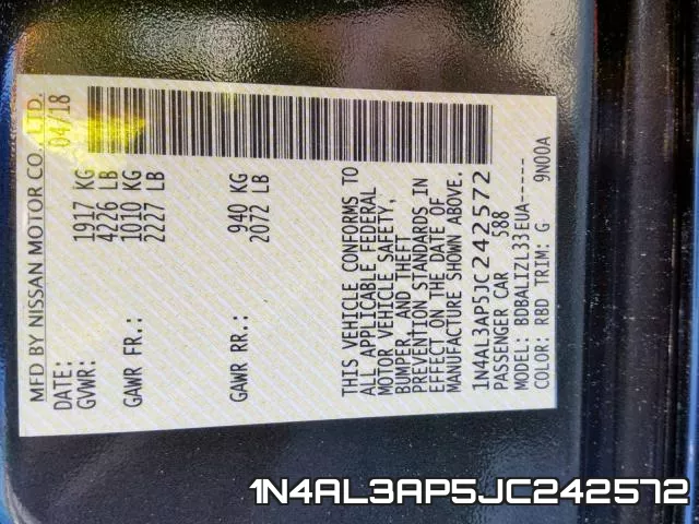 1N4AL3AP5JC242572 фото 2