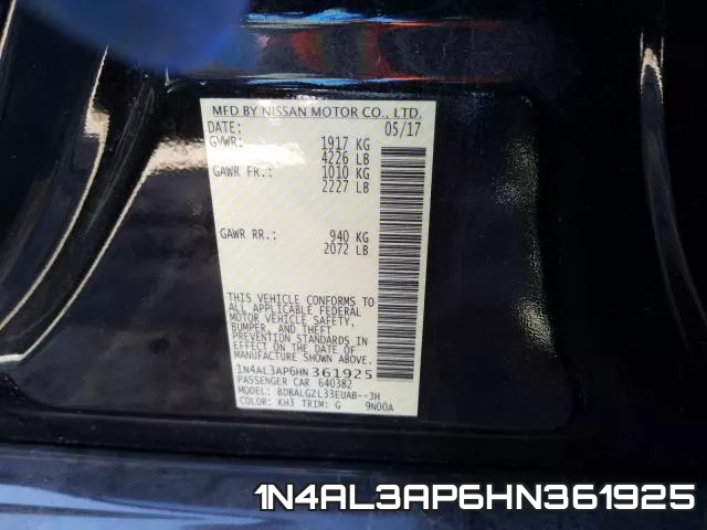 1N4AL3AP6HN361925 фото 2
