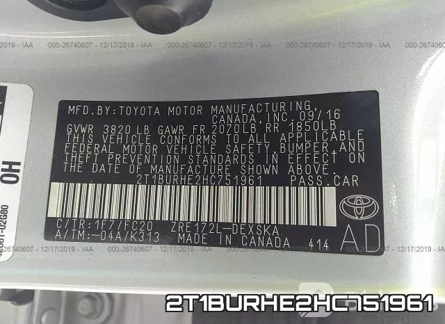 2T1BURHE2HC751961 фото 10