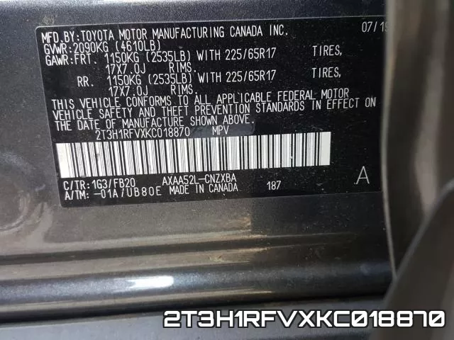2T3H1RFVXKC018870 фото 2