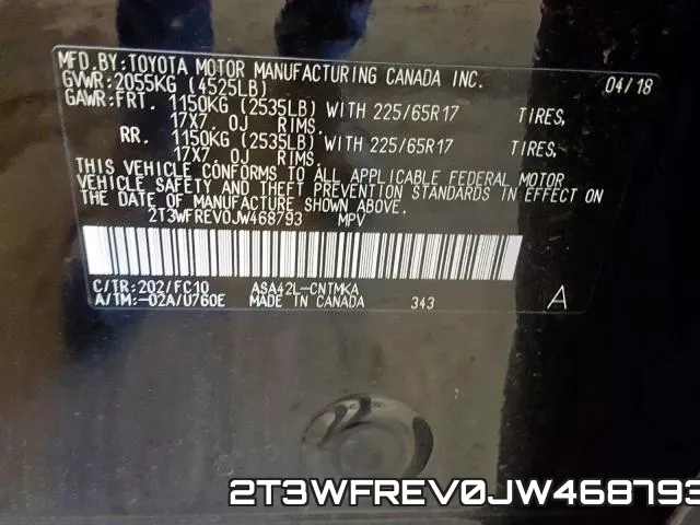 2T3WFREV0JW468793 фото 2