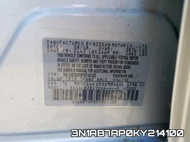 3N1AB7AP0KY214100 фото 2