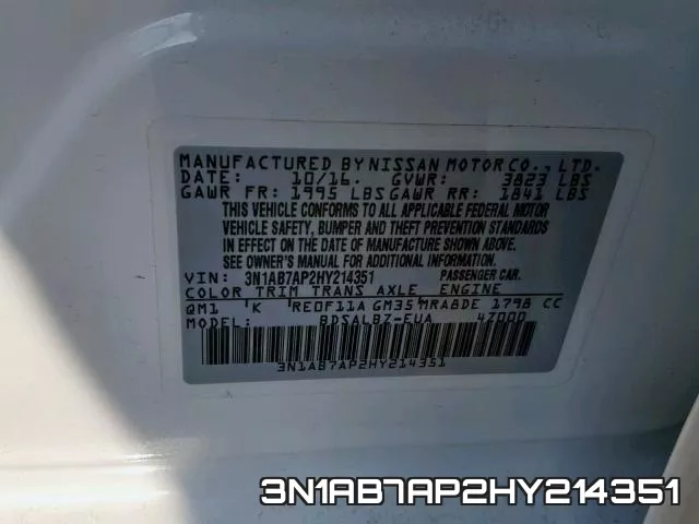 3N1AB7AP2HY214351 фото 2