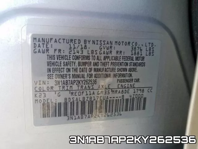 3N1AB7AP2KY262536 фото 2