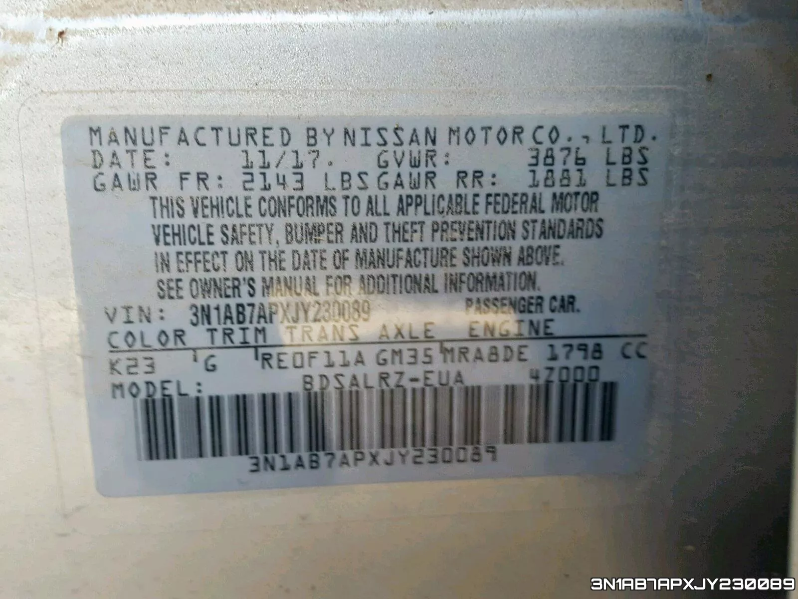 3N1AB7APXJY230089 фото 2