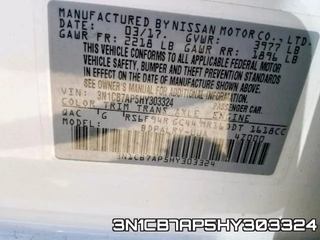 3N1CB7AP5HY303324 фото 2