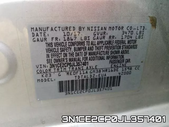 3N1CE2CP0JL357401 фото 2