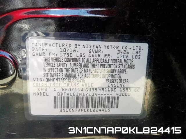 3N1CN7AP0KL824415 фото 2