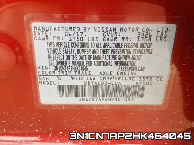 3N1CN7AP2HK464045 фото 2