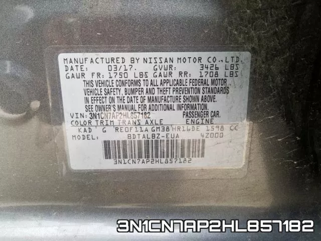 3N1CN7AP2HL857182 фото 2