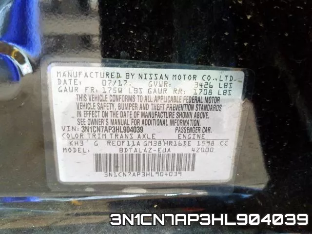 3N1CN7AP3HL904039 фото 2