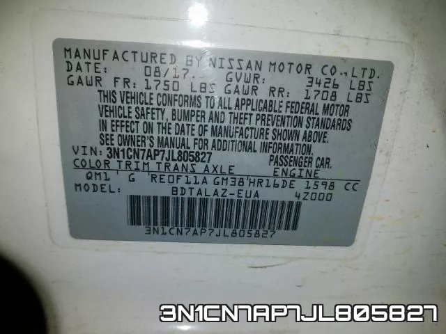 3N1CN7AP7JL805827 фото 2