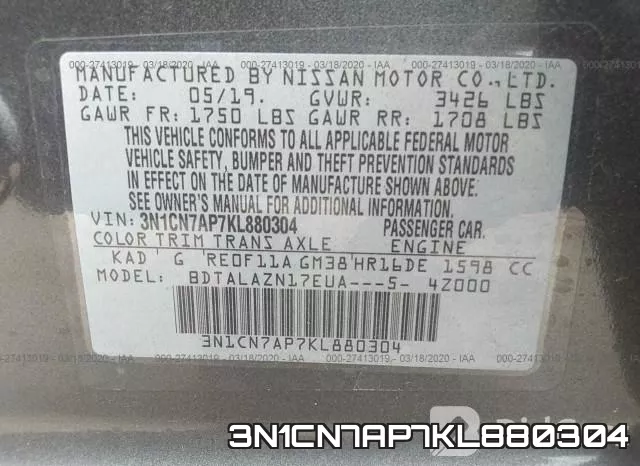 3N1CN7AP7KL880304 фото 10