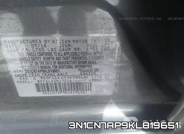 3N1CN7AP9KL819651 фото 10