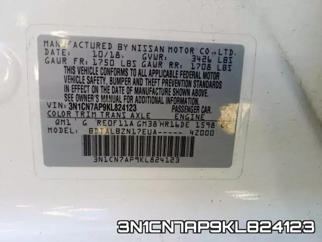3N1CN7AP9KL824123 фото 2