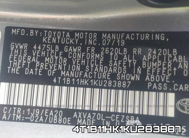 4T1B11HK1KU283887 фото 10