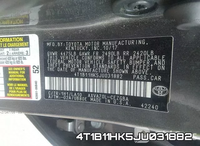 4T1B11HK5JU031882 фото 10