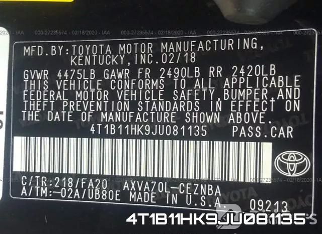 4T1B11HK9JU081135 фото 10
