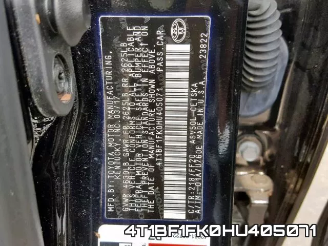4T1BF1FK0HU405071 фото 2
