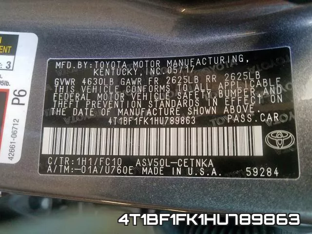 4T1BF1FK1HU789863 фото 2