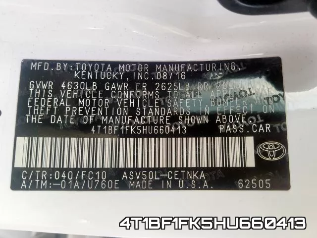 4T1BF1FK5HU660413 фото 2