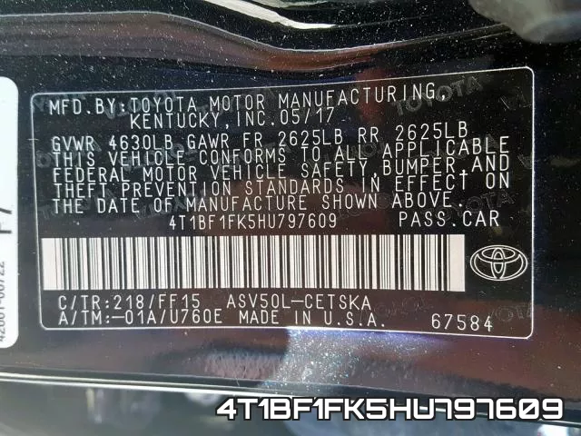 4T1BF1FK5HU797609 фото 2