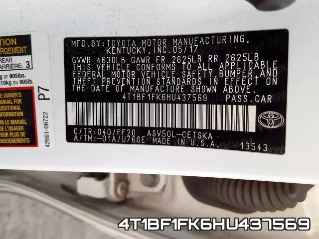 4T1BF1FK6HU437569 фото 2