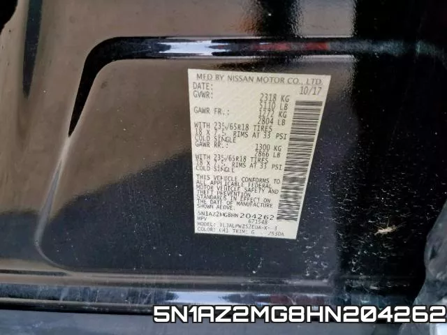 5N1AZ2MG8HN204262 фото 2