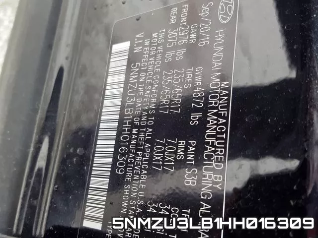 5NMZU3LB1HH016309 фото 2