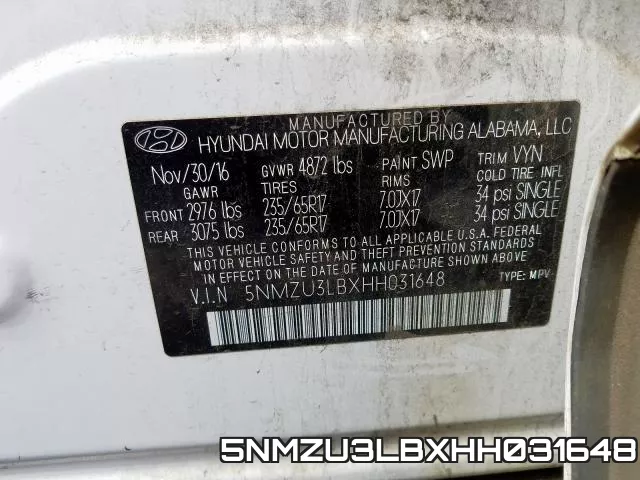 5NMZU3LBXHH031648 фото 2