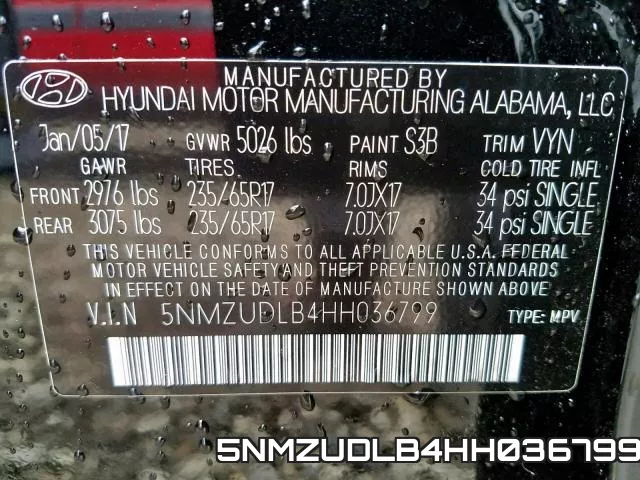 5NMZUDLB4HH036799 фото 2