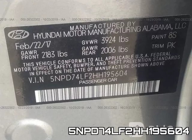 5NPD74LF2HH195604 фото 10