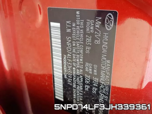 5NPD74LF3JH339361 фото 2