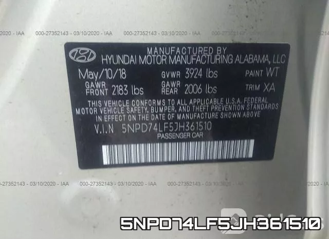 5NPD74LF5JH361510 фото 10