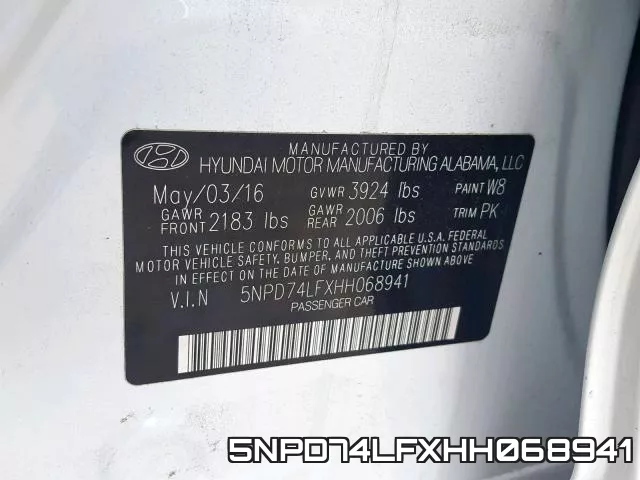 5NPD74LFXHH068941 фото 2