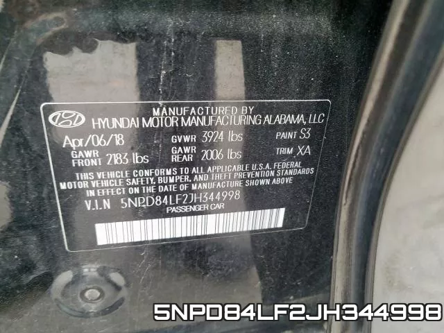 5NPD84LF2JH344998 фото 2